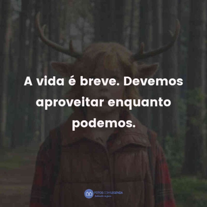 Frases da Série Sweet Tooth: A vida é breve. Devemos aproveitar enquanto podemos.