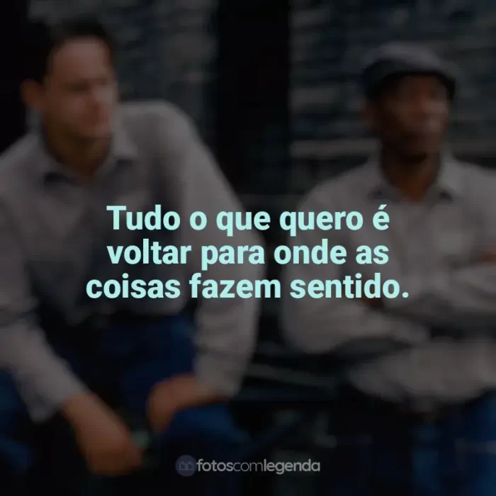 Frases de efeito do filme Um Sonho de Liberdade: Tudo o que quero é voltar para onde as coisas fazem sentido.