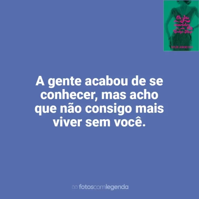 Frases Os Sete Maridos de Evelyn Hugo (Livro) livro: A gente acabou de se conhecer, mas acho que não consigo mais viver sem você.