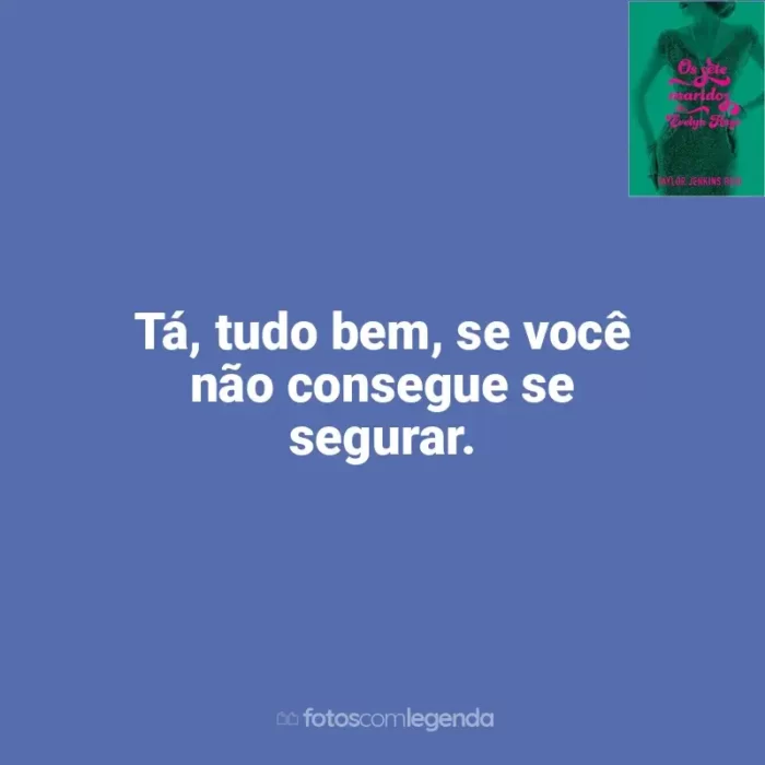 Os Sete Maridos de Evelyn Hugo (Livro) frases do livro: Tá, tudo bem, se você não consegue se segurar.