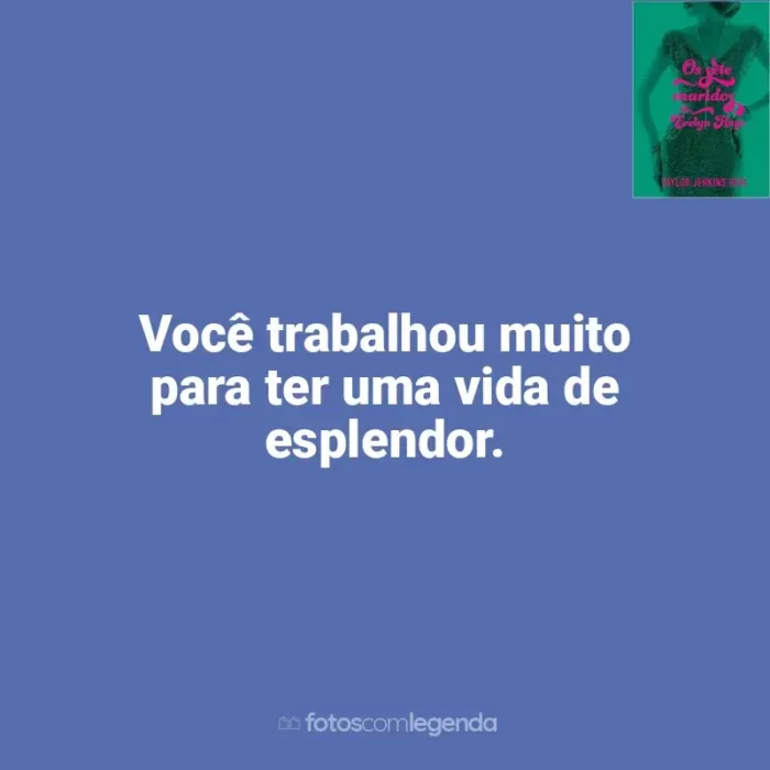 Frases Os Sete Maridos de Evelyn Hugo (Livro) livro: Você trabalhou muito para ter uma vida de esplendor.