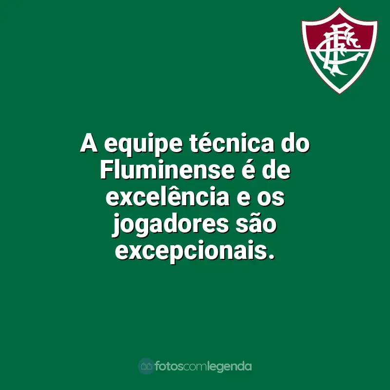 Frases do Fluminense campeão: A equipe técnica do Fluminense é de excelência e os jogadores são excepcionais.