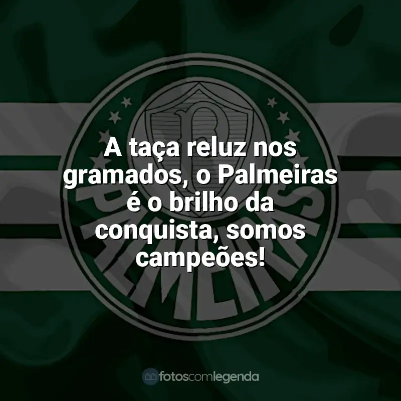 Frases do Palmeiras: A taça reluz nos gramados, o Palmeiras é o brilho da conquista, somos campeões!