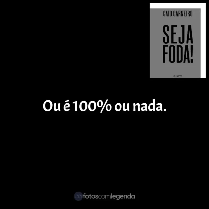 Livro Seja Foda! frases: Ou é 100% ou nada.