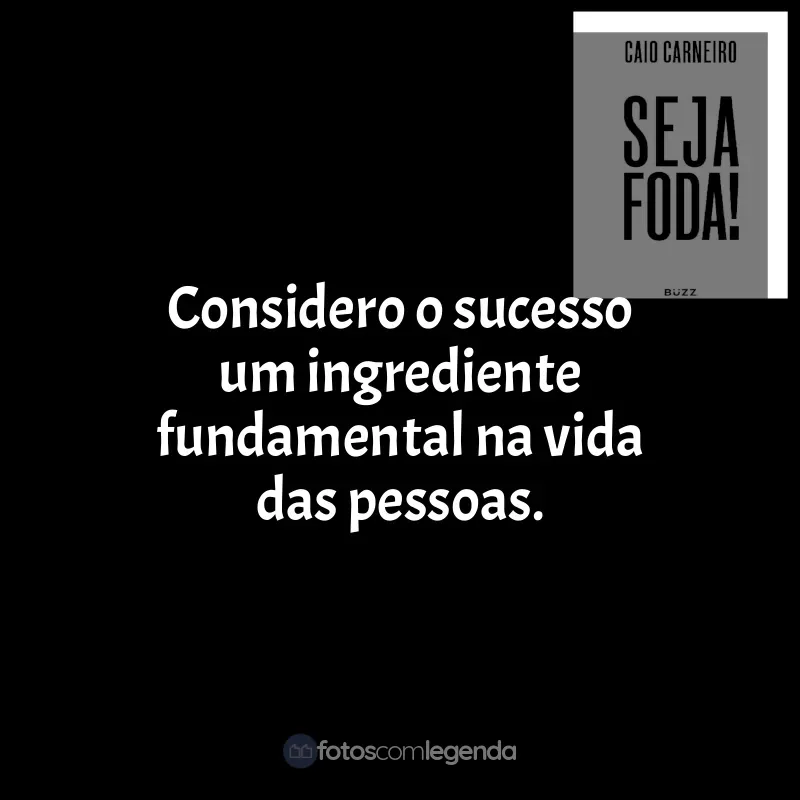 Frases Seja Foda! livro: Considero o sucesso um ingrediente fundamental na vida das pessoas.