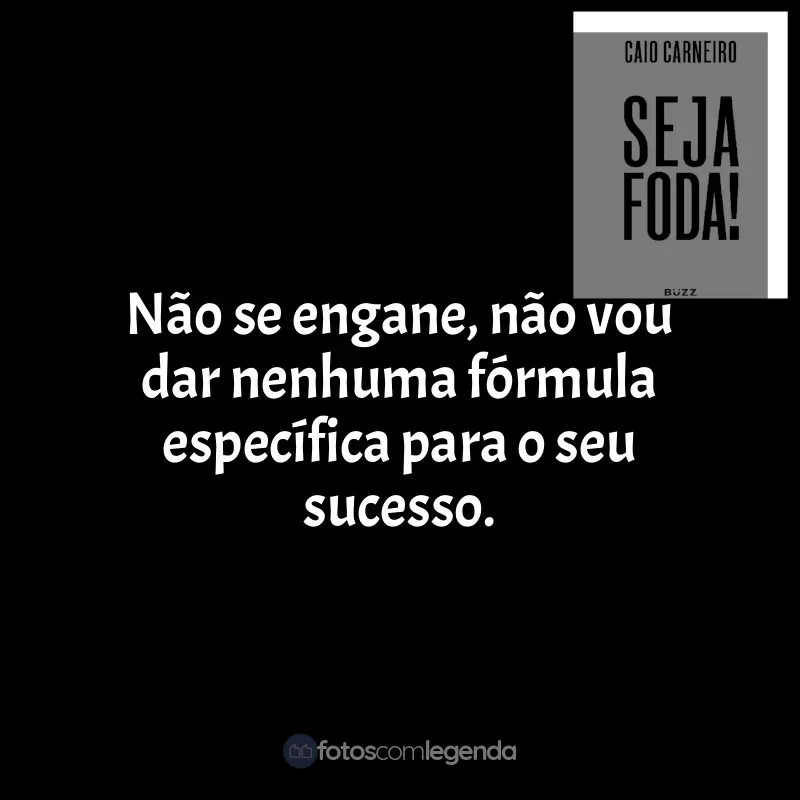 Frase marcante do livro Seja Foda!: Não se engane, não vou dar nenhuma fórmula específica para o seu sucesso.